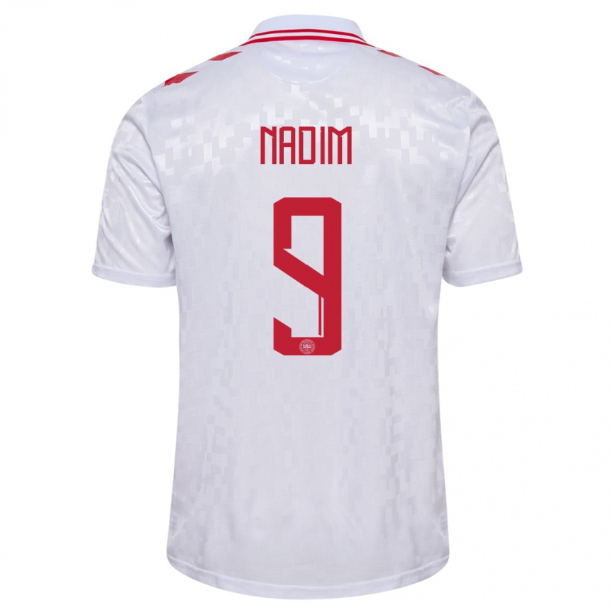 Kids Football Denmark Nadia Nadim #9 White Away Jersey 24-26 T-Shirt Canada