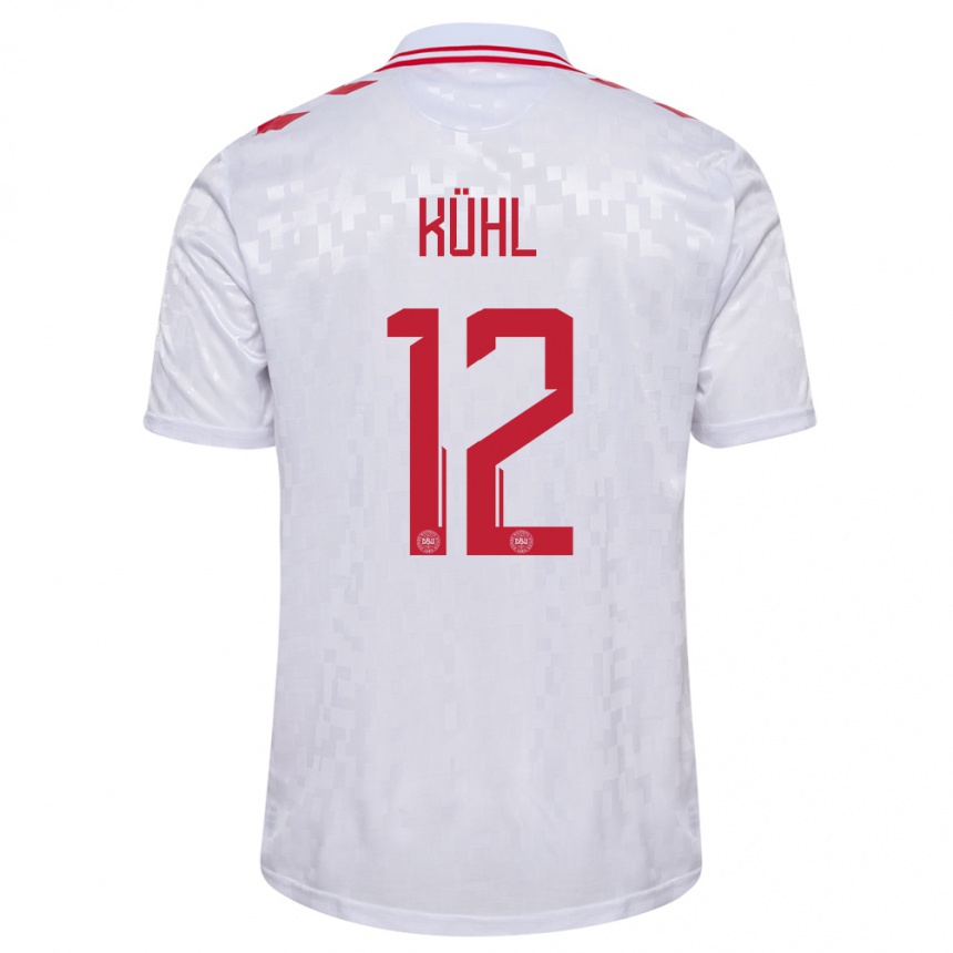 Kids Football Denmark Kathrine Kuhl #12 White Away Jersey 24-26 T-Shirt Canada