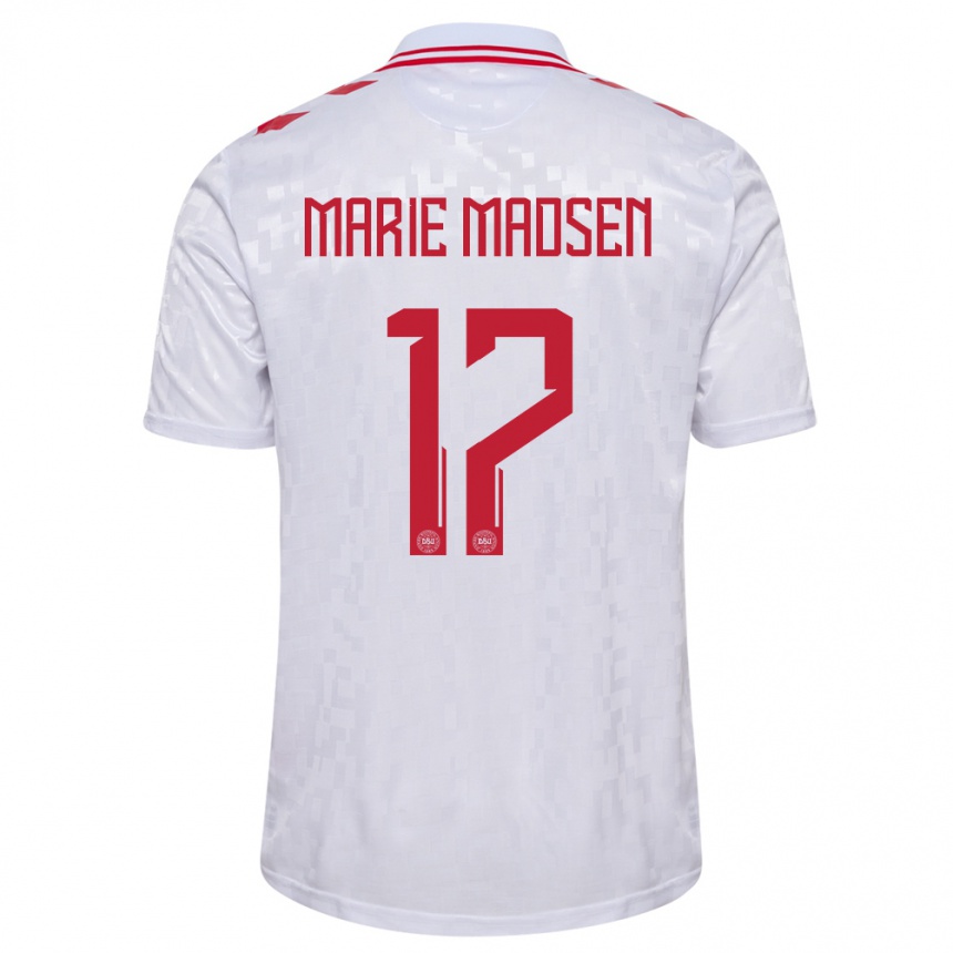 Kids Football Denmark Rikke Marie Madsen #17 White Away Jersey 24-26 T-Shirt Canada