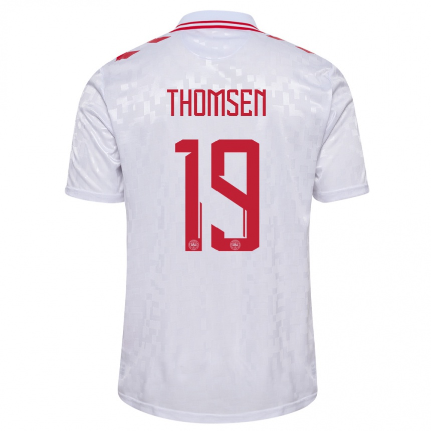 Kids Football Denmark Janni Thomsen #19 White Away Jersey 24-26 T-Shirt Canada