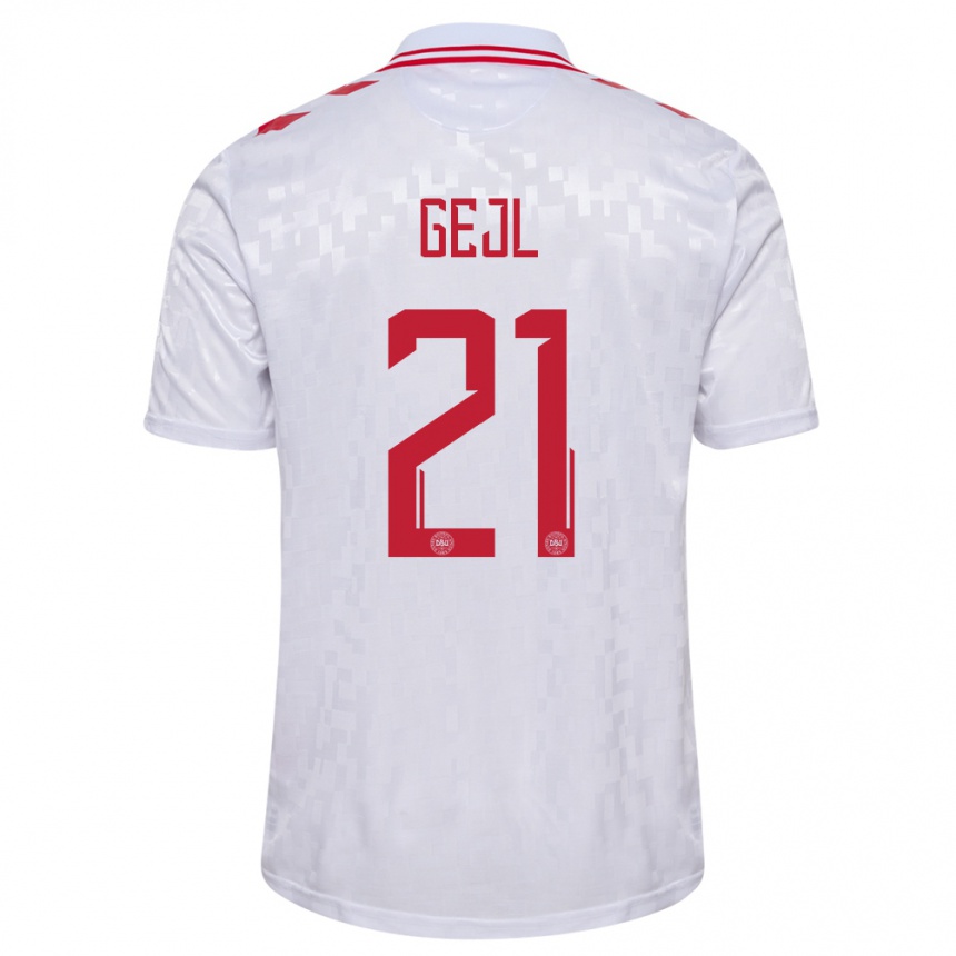 Kids Football Denmark Mille Gejl #21 White Away Jersey 24-26 T-Shirt Canada