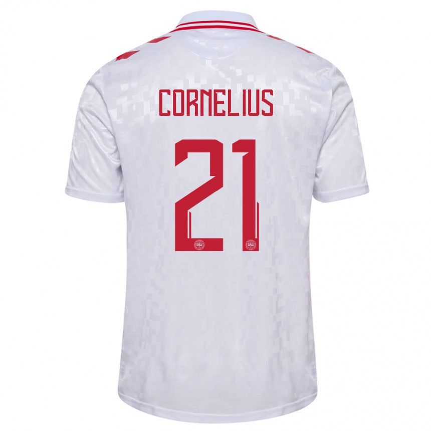 Kids Football Denmark Andreas Cornelius #21 White Away Jersey 24-26 T-Shirt Canada