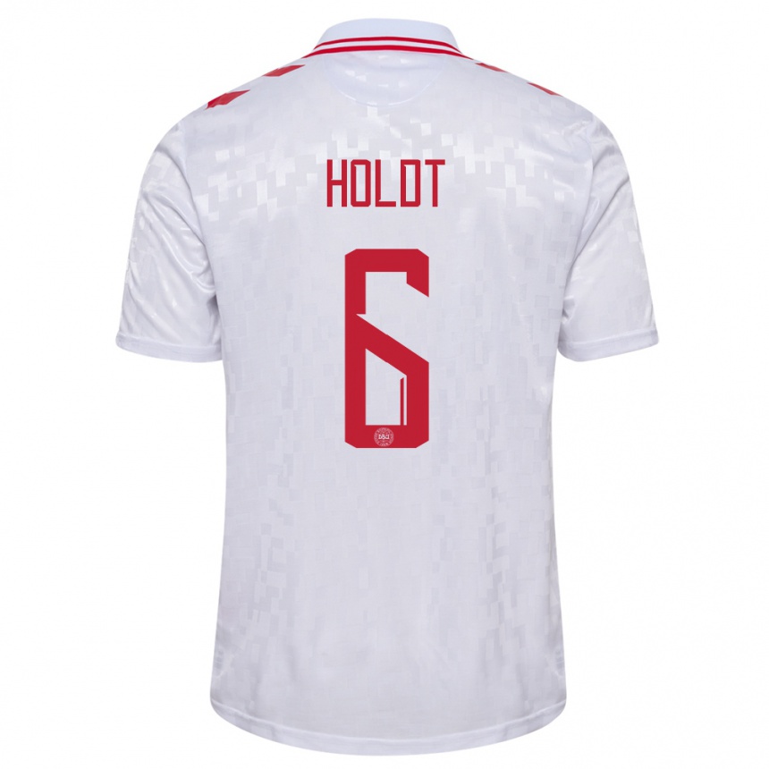 Kids Football Denmark Olivia Holdt #6 White Away Jersey 24-26 T-Shirt Canada