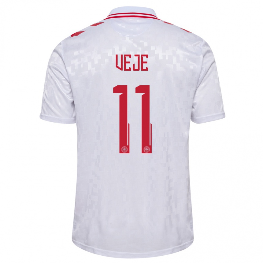 Kids Football Denmark Katrine Veje #11 White Away Jersey 24-26 T-Shirt Canada