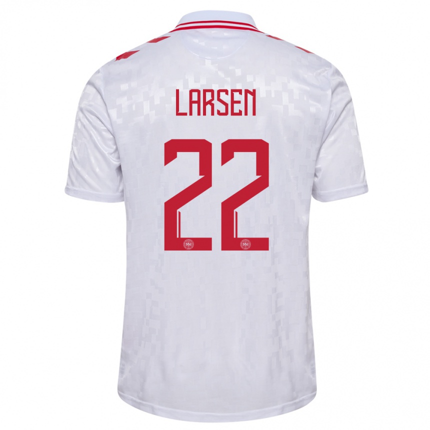 Kids Football Denmark Kathrine Larsen #22 White Away Jersey 24-26 T-Shirt Canada