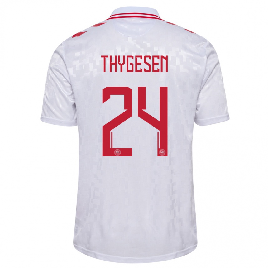 Kids Football Denmark Sarah Thygesen #24 White Away Jersey 24-26 T-Shirt Canada