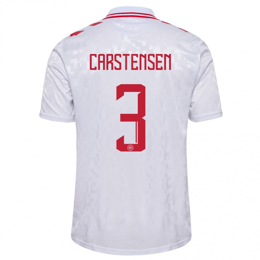 Kids Football Denmark Rasmus Carstensen #3 White Away Jersey 24-26 T-Shirt Canada