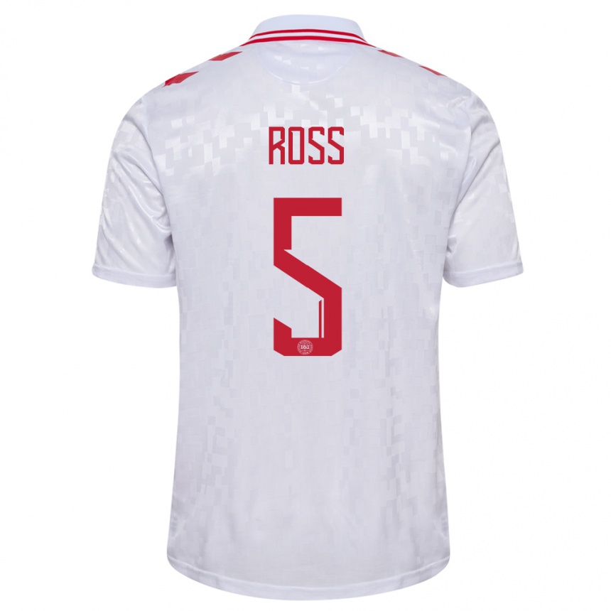 Kids Football Denmark Mathias Ross #5 White Away Jersey 24-26 T-Shirt Canada