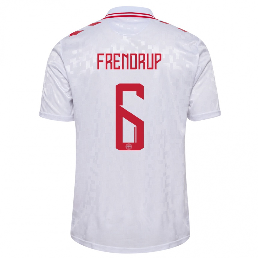 Kids Football Denmark Morten Frendrup #6 White Away Jersey 24-26 T-Shirt Canada