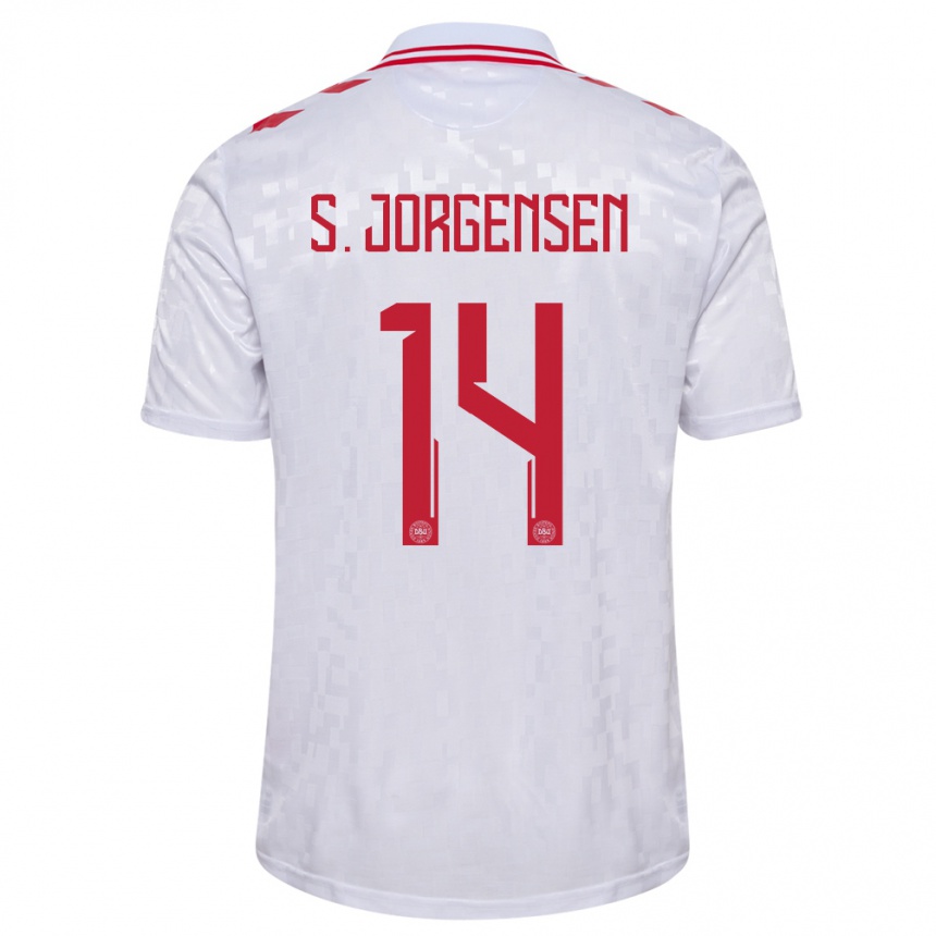 Kids Football Denmark Sebastian Jorgensen #14 White Away Jersey 24-26 T-Shirt Canada