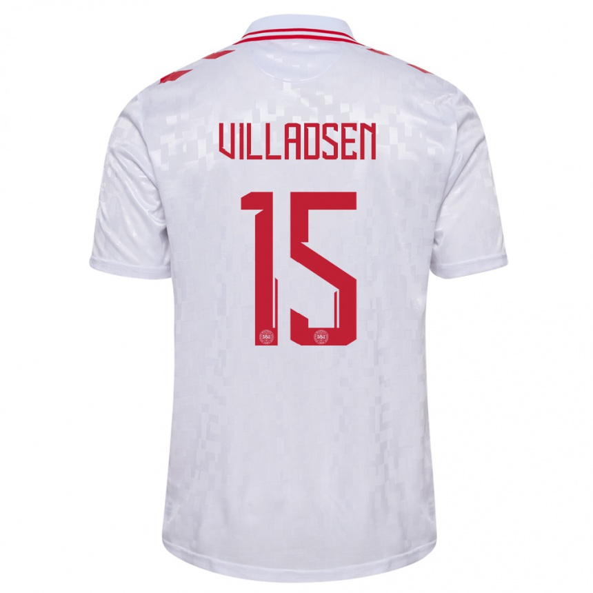 Kids Football Denmark Oliver Villadsen #15 White Away Jersey 24-26 T-Shirt Canada