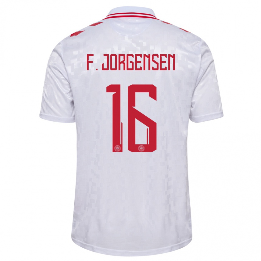 Kids Football Denmark Filip Jorgensen #16 White Away Jersey 24-26 T-Shirt Canada