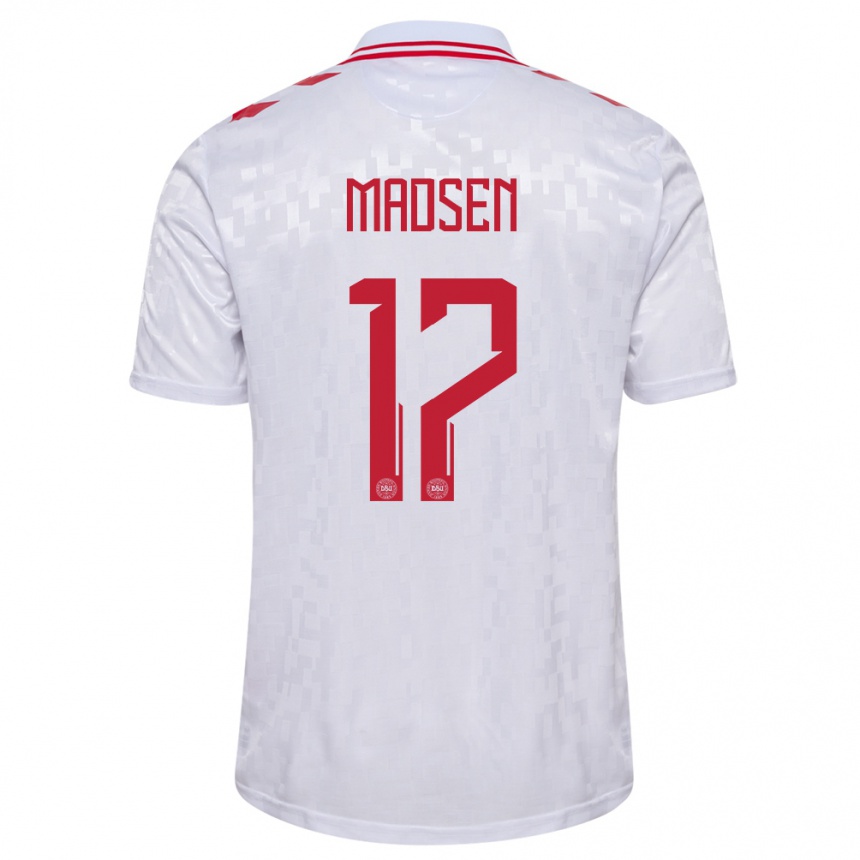 Kids Football Denmark Nicolas Madsen #17 White Away Jersey 24-26 T-Shirt Canada