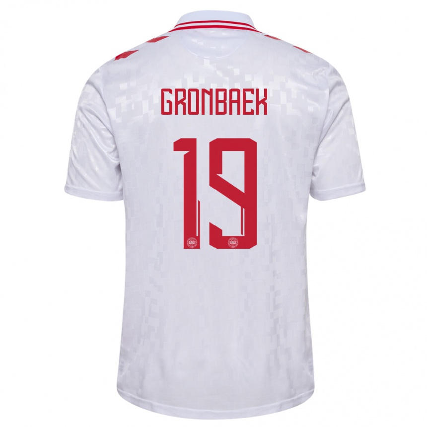 Kids Football Denmark Albert Gronbaek #19 White Away Jersey 24-26 T-Shirt Canada