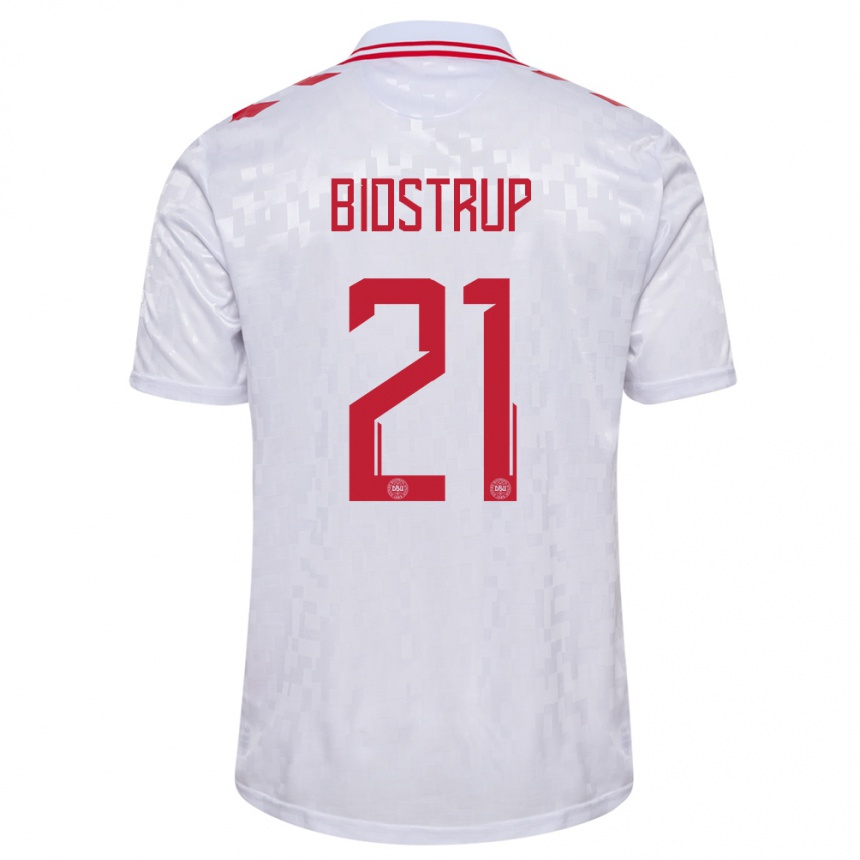 Kids Football Denmark Mads Bidstrup #21 White Away Jersey 24-26 T-Shirt Canada