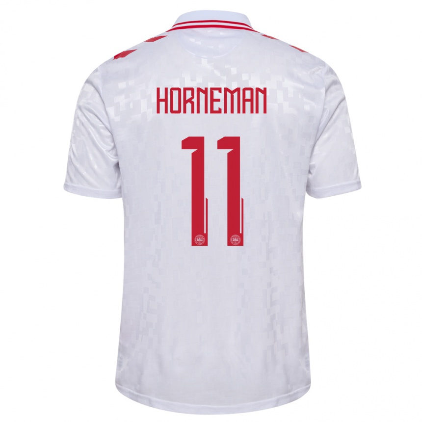 Kids Football Denmark Charly Horneman #11 White Away Jersey 24-26 T-Shirt Canada