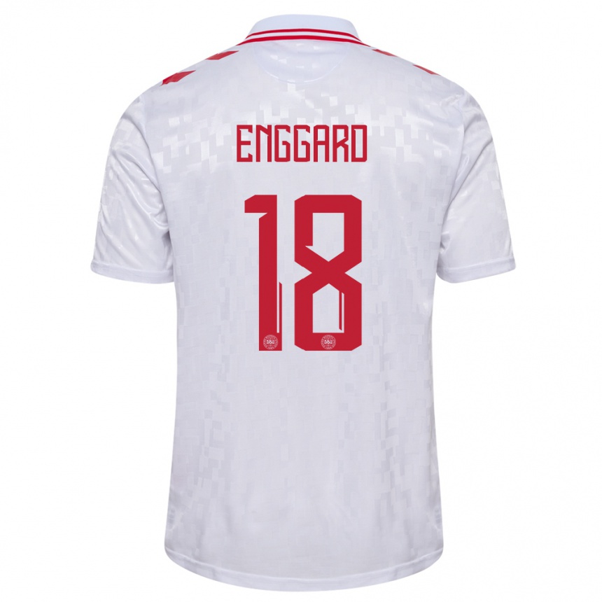 Kids Football Denmark Mads Enggard #18 White Away Jersey 24-26 T-Shirt Canada