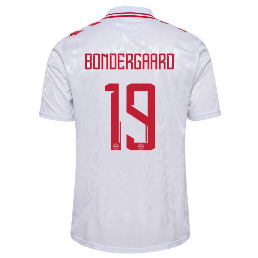 Kids Football Denmark Asbjorn Bondergaard #19 White Away Jersey 24-26 T-Shirt Canada