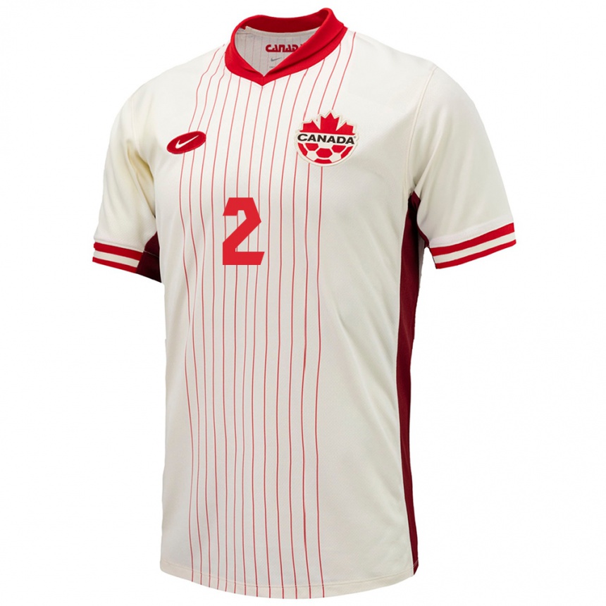 Kids Football Canada Alistair Johnston #2 White Away Jersey 24-26 T-Shirt Canada