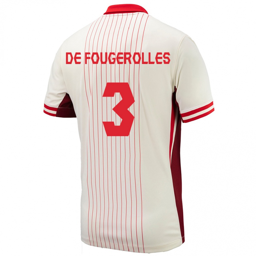 Kids Football Canada Luc De Fougerolles #3 White Away Jersey 24-26 T-Shirt Canada