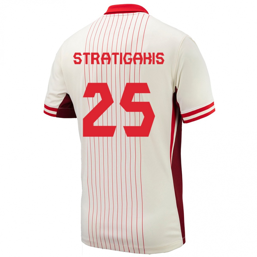 Kids Football Canada Sarah Stratigakis #25 White Away Jersey 24-26 T-Shirt Canada