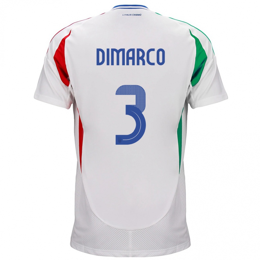 Kids Football Italy Federico Dimarco #3 White Away Jersey 24-26 T-Shirt Canada