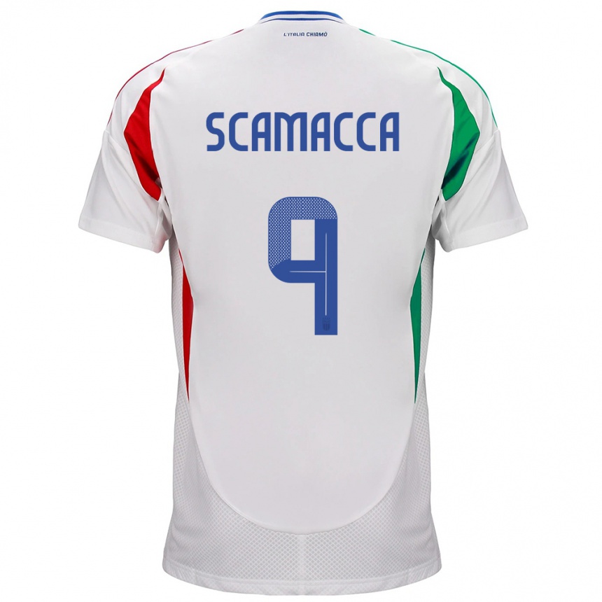 Kids Football Italy Gianluca Scamacca #9 White Away Jersey 24-26 T-Shirt Canada