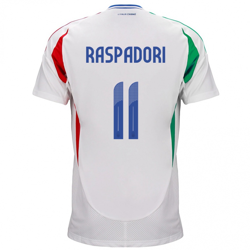 Kids Football Italy Giacomo Raspadori #11 White Away Jersey 24-26 T-Shirt Canada