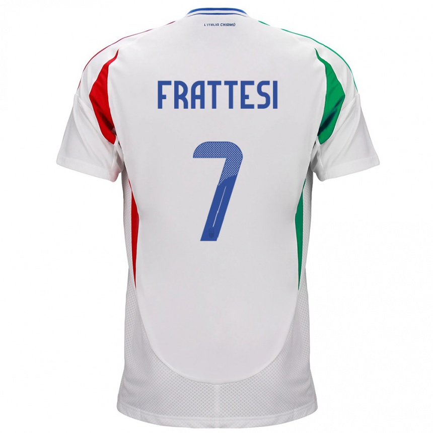 Kids Football Italy Davide Frattesi #7 White Away Jersey 24-26 T-Shirt Canada