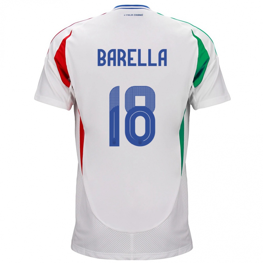 Kids Football Italy Nicolò Barella #18 White Away Jersey 24-26 T-Shirt Canada