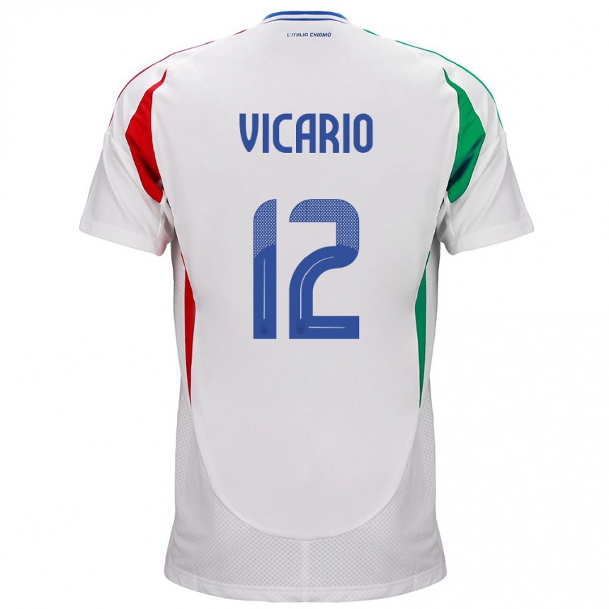 Kids Football Italy Guglielmo Vicario #12 White Away Jersey 24-26 T-Shirt Canada