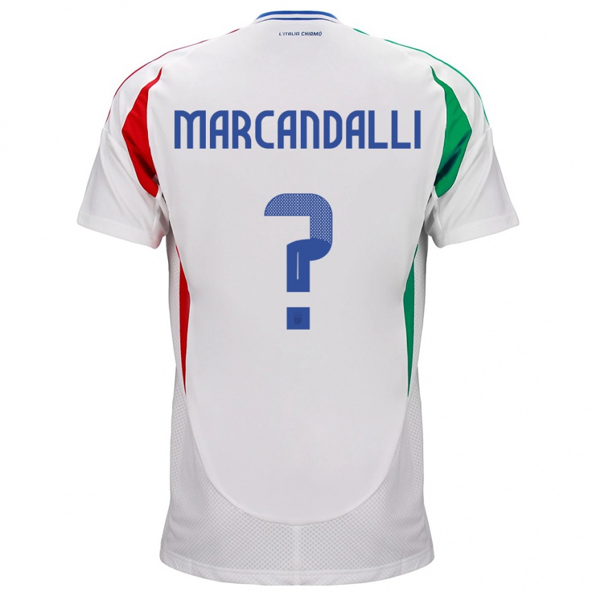 Kids Football Italy Alessandro Marcandalli #0 White Away Jersey 24-26 T-Shirt Canada