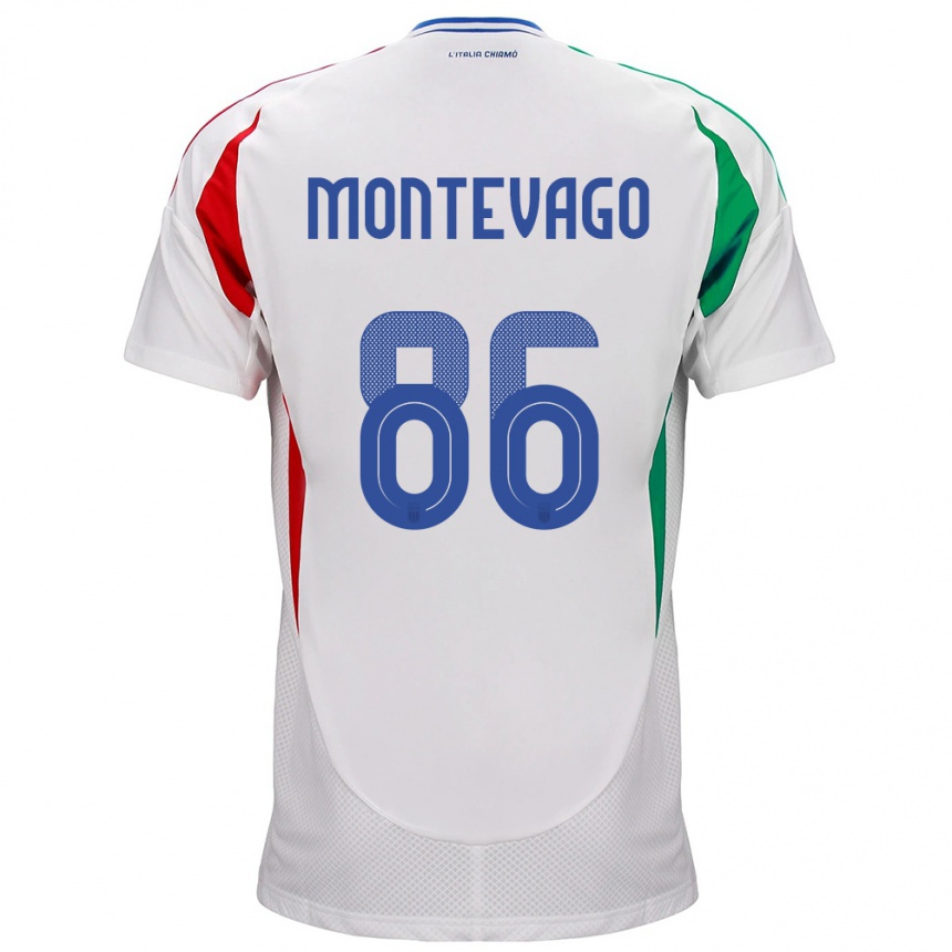 Kids Football Italy Daniele Montevago #86 White Away Jersey 24-26 T-Shirt Canada