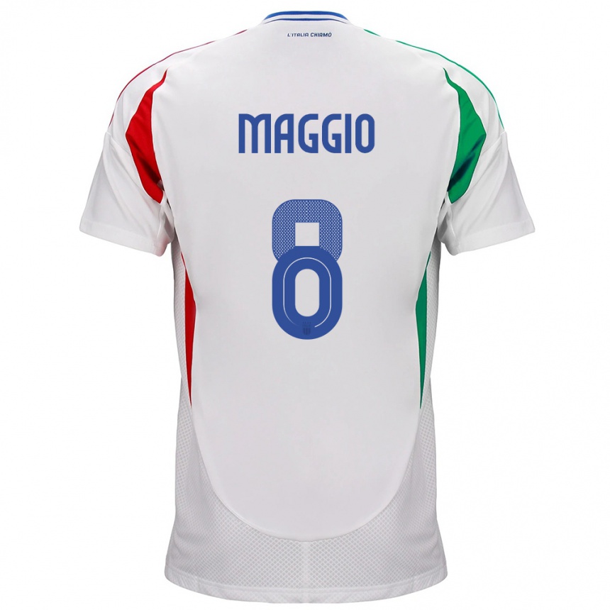 Kids Football Italy Luca Di Maggio #8 White Away Jersey 24-26 T-Shirt Canada