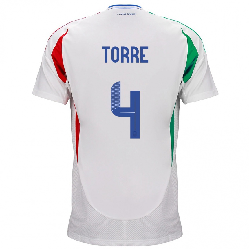 Kids Football Italy Pietro La Torre #4 White Away Jersey 24-26 T-Shirt Canada