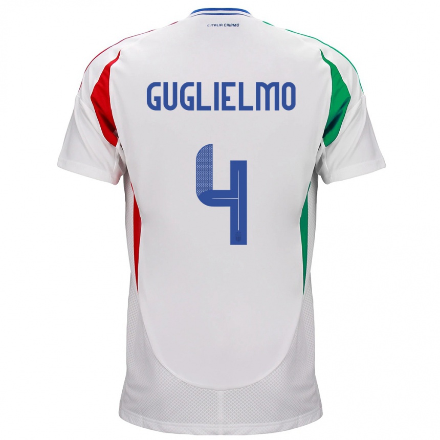 Kids Football Italy Lucia Di Guglielmo #4 White Away Jersey 24-26 T-Shirt Canada