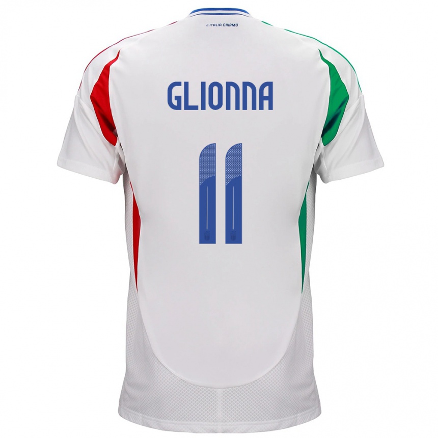 Kids Football Italy Benedetta Glionna #11 White Away Jersey 24-26 T-Shirt Canada