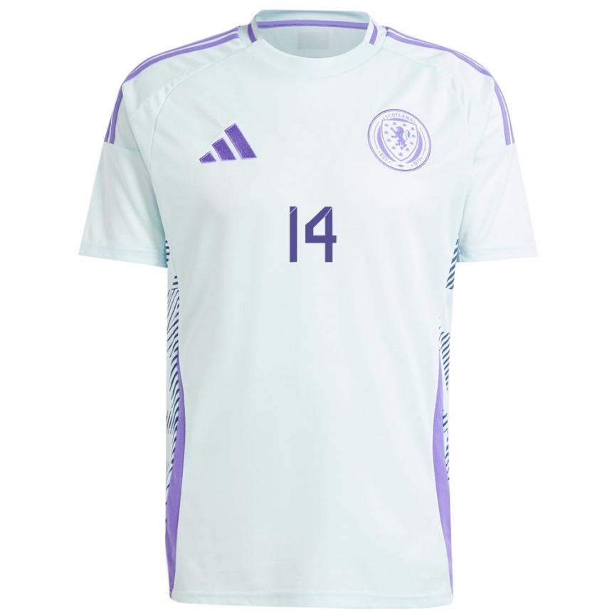 Kids Football Scotland Aiden Mcginlay #14 Light Mint Blue Away Jersey 24-26 T-Shirt Canada