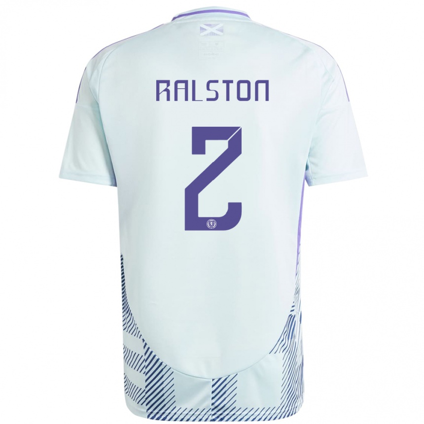 Kids Football Scotland Anthony Ralston #2 Light Mint Blue Away Jersey 24-26 T-Shirt Canada