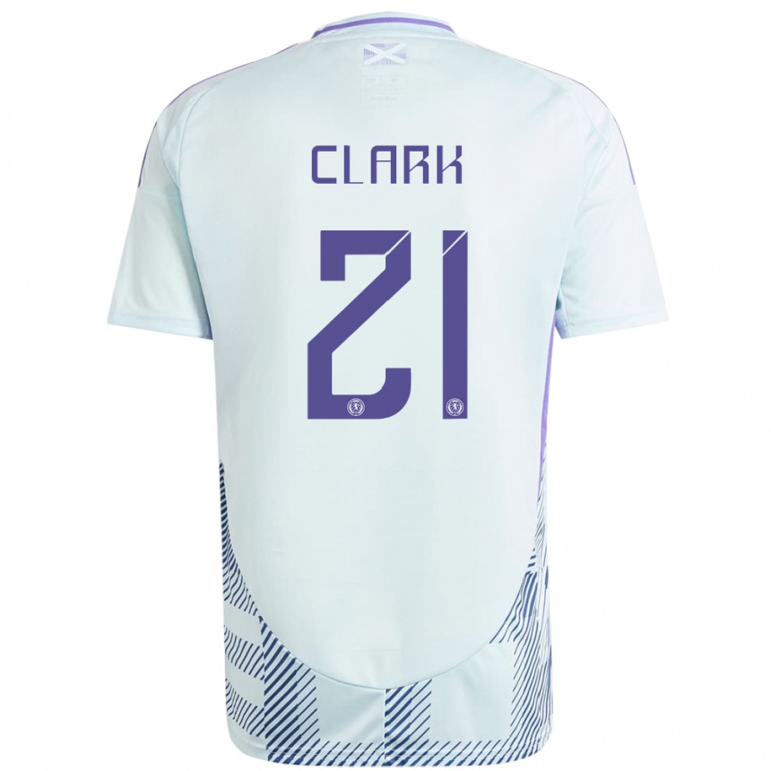 Kids Football Scotland Zander Clark #21 Light Mint Blue Away Jersey 24-26 T-Shirt Canada