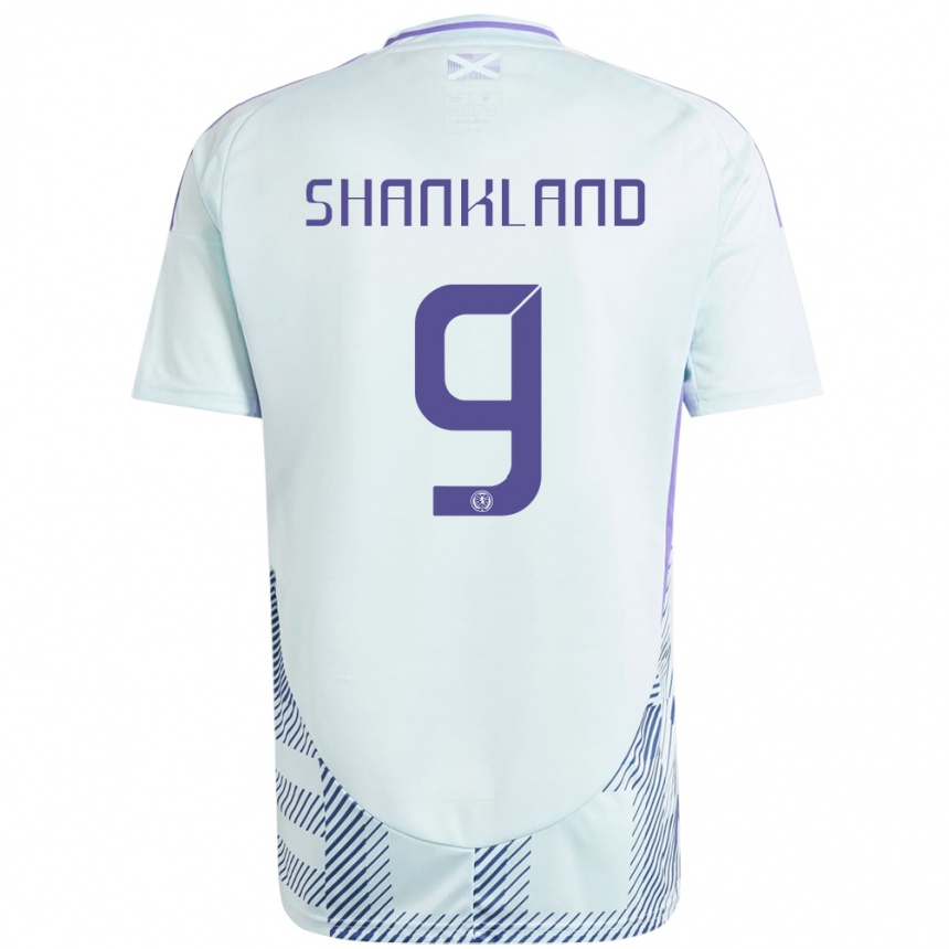 Kids Football Scotland Lawrence Shankland #9 Light Mint Blue Away Jersey 24-26 T-Shirt Canada