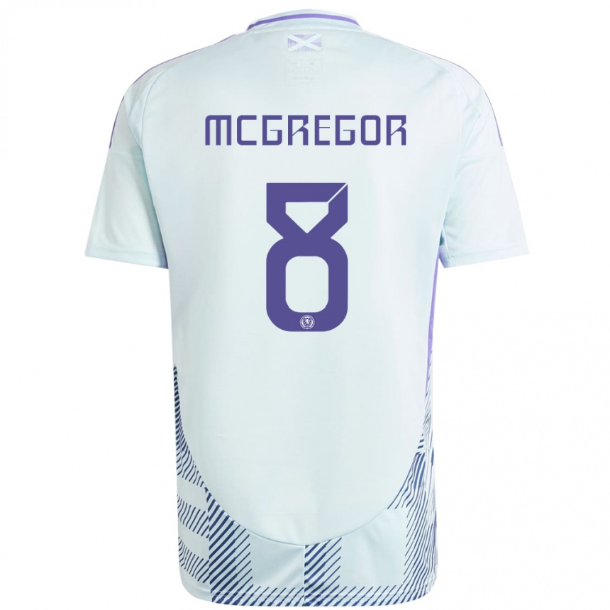 Kids Football Scotland Callum Mcgregor #8 Light Mint Blue Away Jersey 24-26 T-Shirt Canada