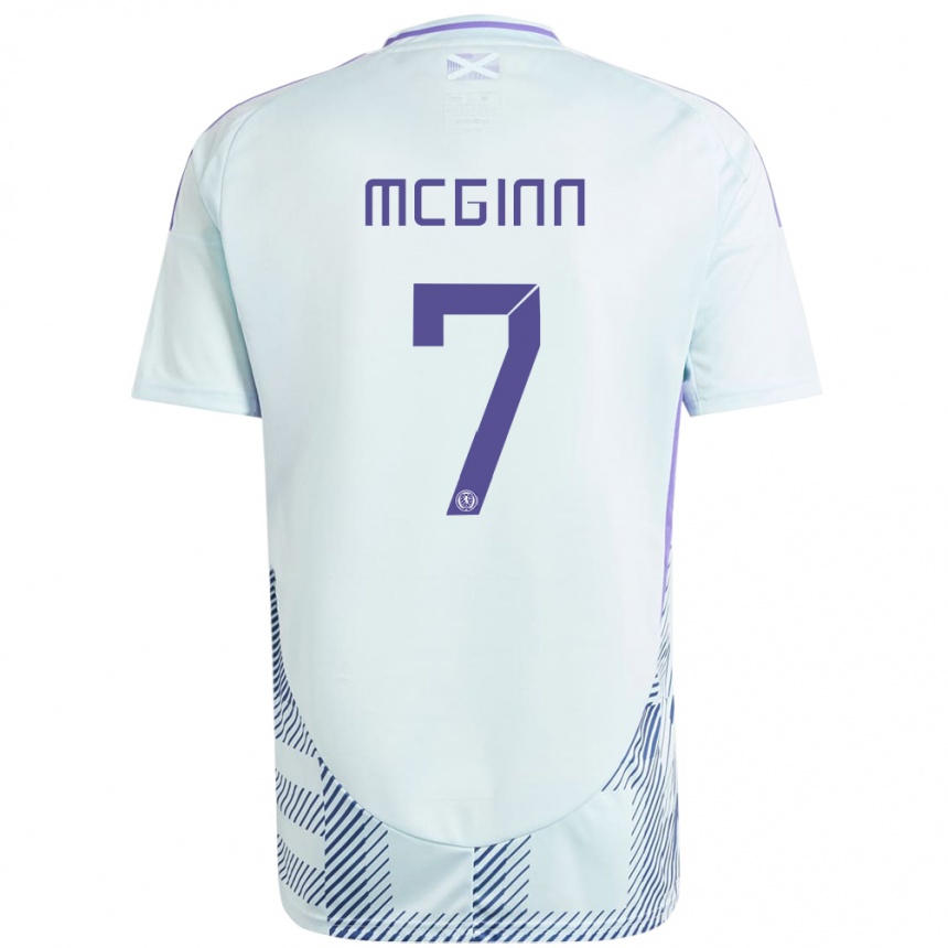 Kids Football Scotland John Mcginn #7 Light Mint Blue Away Jersey 24-26 T-Shirt Canada