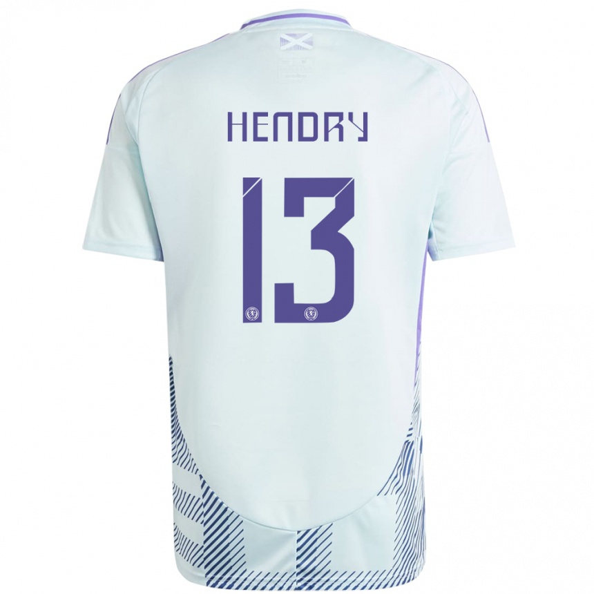 Kids Football Scotland Jack Hendry #13 Light Mint Blue Away Jersey 24-26 T-Shirt Canada