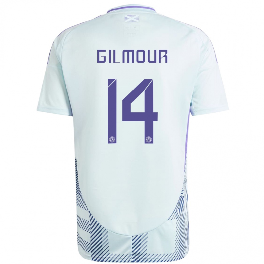 Kids Football Scotland Billy Gilmour #14 Light Mint Blue Away Jersey 24-26 T-Shirt Canada