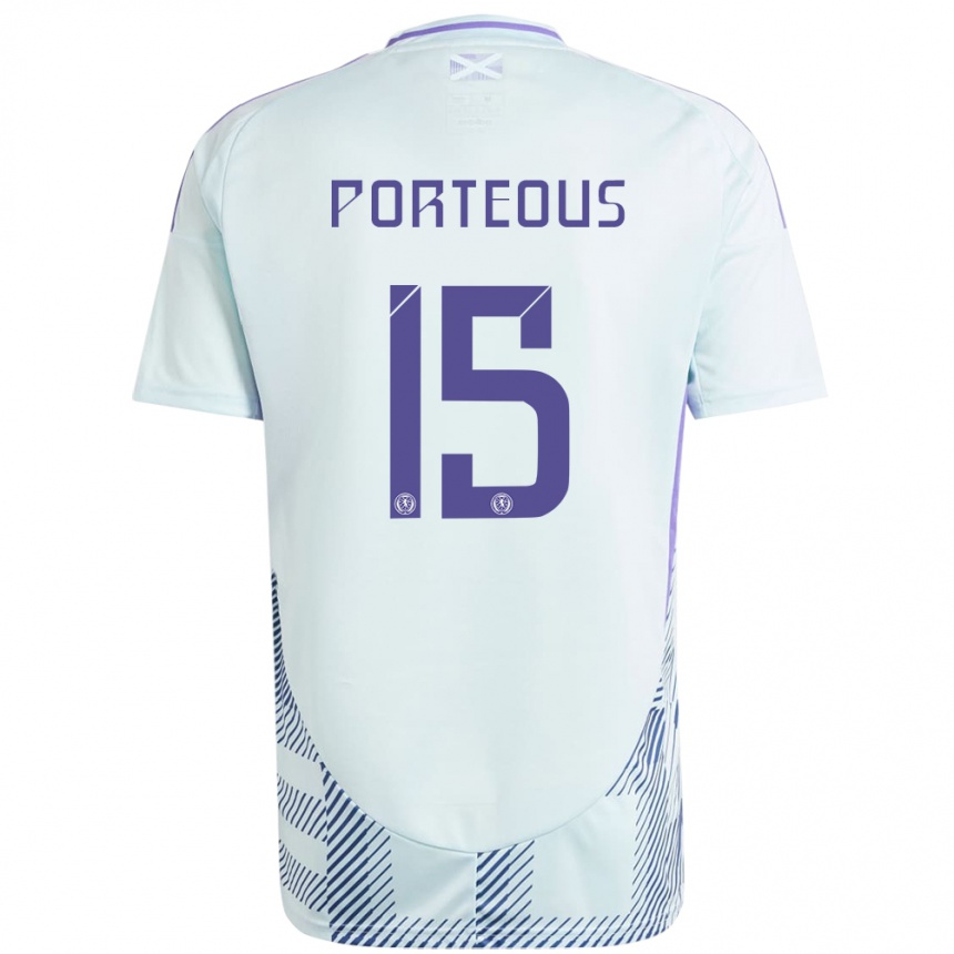 Kids Football Scotland Ryan Porteous #15 Light Mint Blue Away Jersey 24-26 T-Shirt Canada