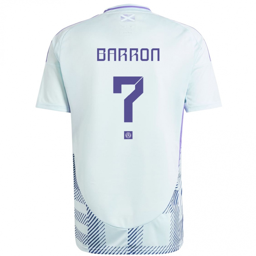 Kids Football Scotland Connor Barron #0 Light Mint Blue Away Jersey 24-26 T-Shirt Canada