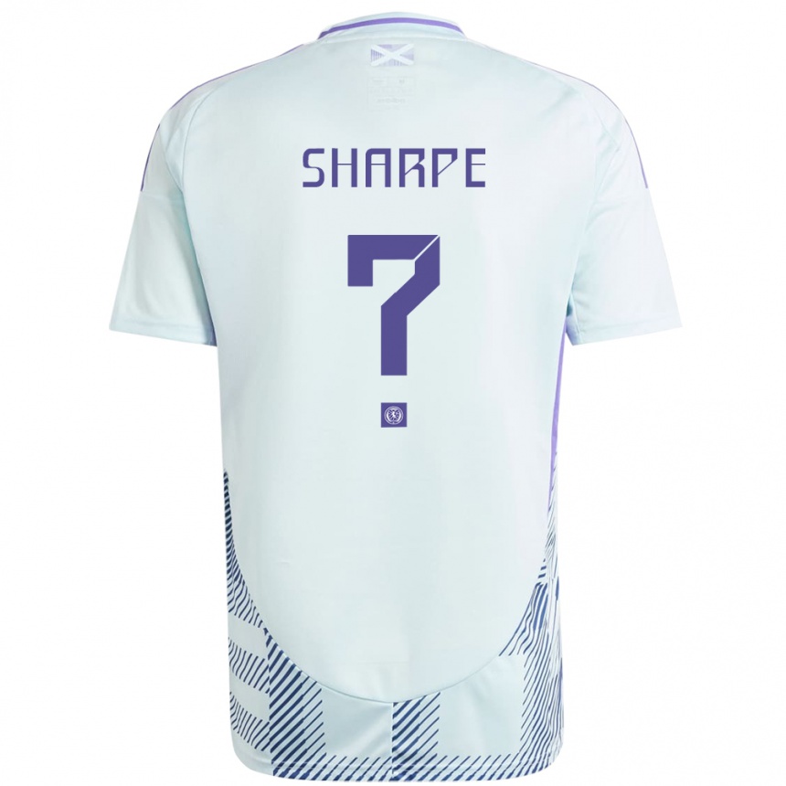 Kids Football Scotland Malachi Sharpe #0 Light Mint Blue Away Jersey 24-26 T-Shirt Canada