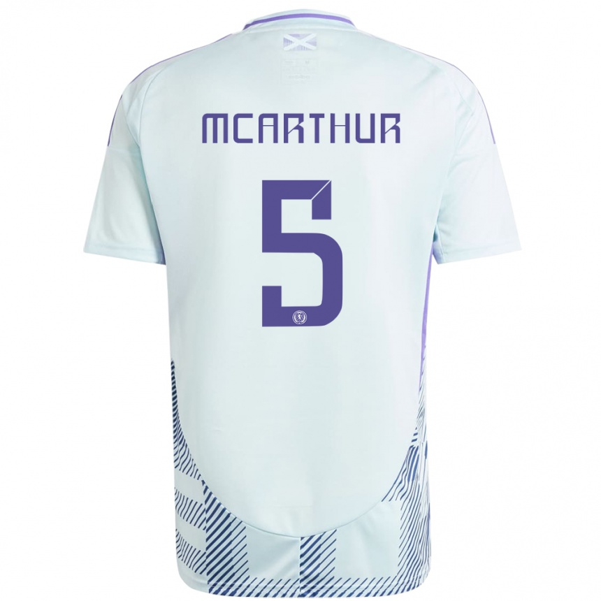 Kids Football Scotland Charlie Mcarthur #5 Light Mint Blue Away Jersey 24-26 T-Shirt Canada