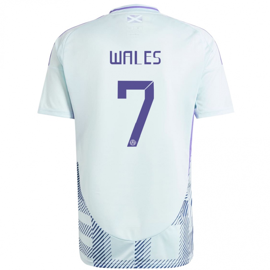 Kids Football Scotland Bobby Wales #7 Light Mint Blue Away Jersey 24-26 T-Shirt Canada